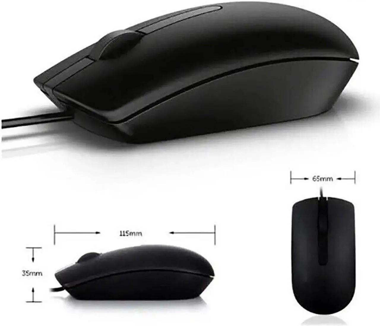 Alt view image 3 of 7 - Dell MS116 Optical USB Wired Mouse 1000 DPI 3 Button Scroll Wheel 065K5F