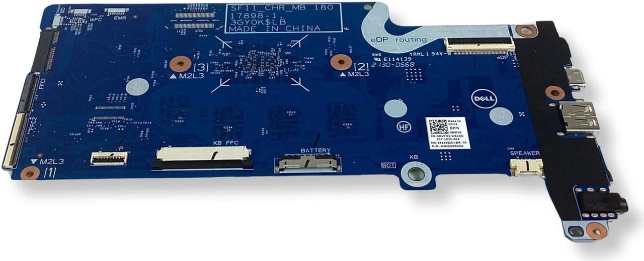Alt view image 5 of 7 - Dell Chromebook 11 5190 Motherboard  with Intel Celeron N3350 1.10GHz, 4GB RAM, 32GB eMMC Storage MVYH2