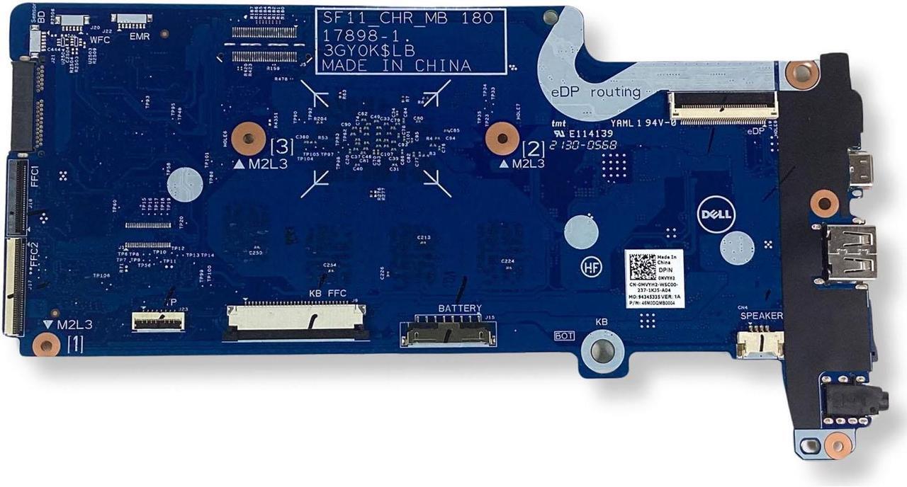 Alt view image 4 of 7 - Dell Chromebook 11 5190 Motherboard  with Intel Celeron N3350 1.10GHz, 4GB RAM, 32GB eMMC Storage MVYH2