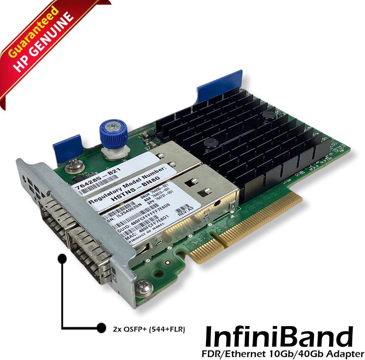 Main image of HP InfiniBand FDR 10GB/40GB 544+FLR QSFP 764618-001 764285-B21 764737-001