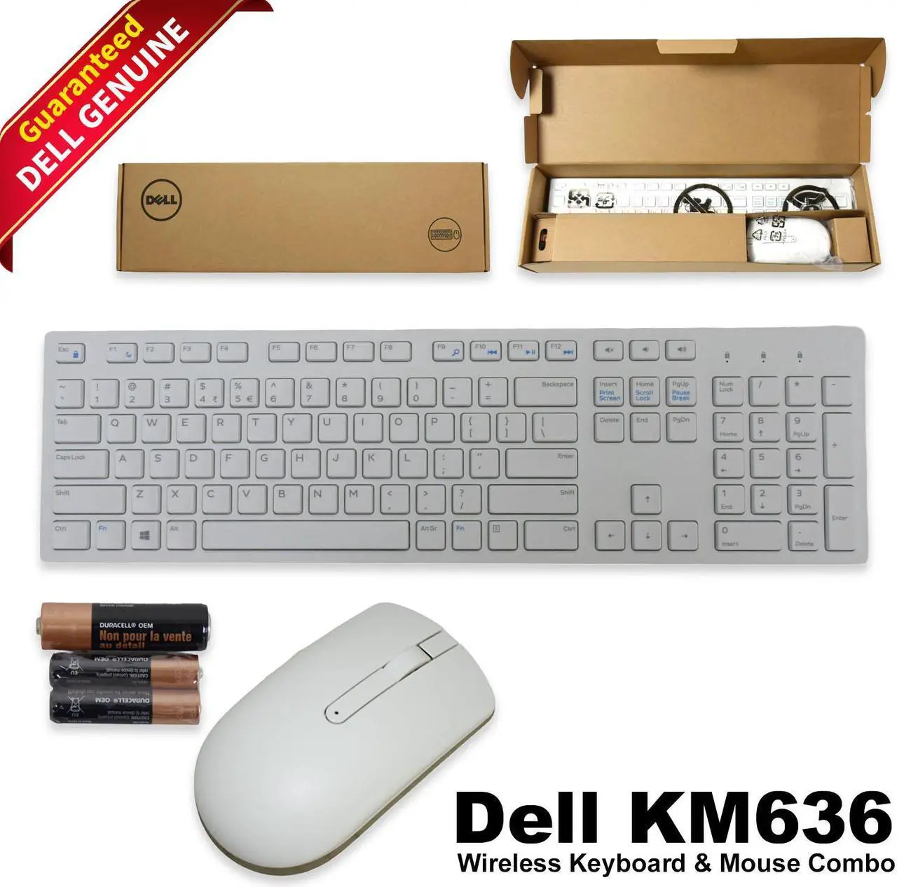 Main image of Dell KM636 Wireless Keyboard & Mouse Combo US QWERTY White Compact Design