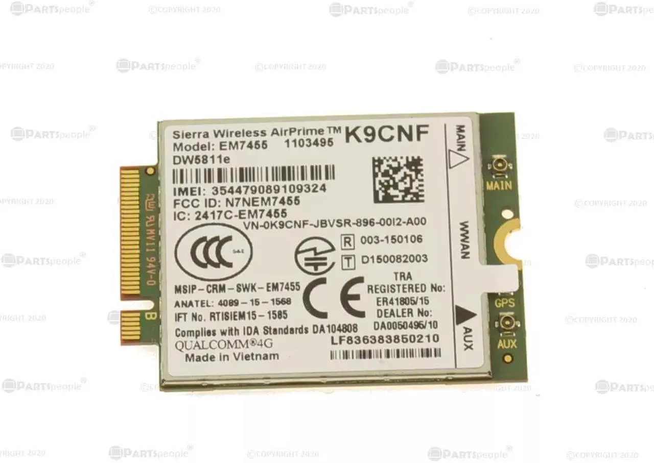 Alt view image 3 of 4 - Dell OEM Sierra Wireless 5811E DW5811e M.2 Mobile Broadband Wireless Card K9CNF