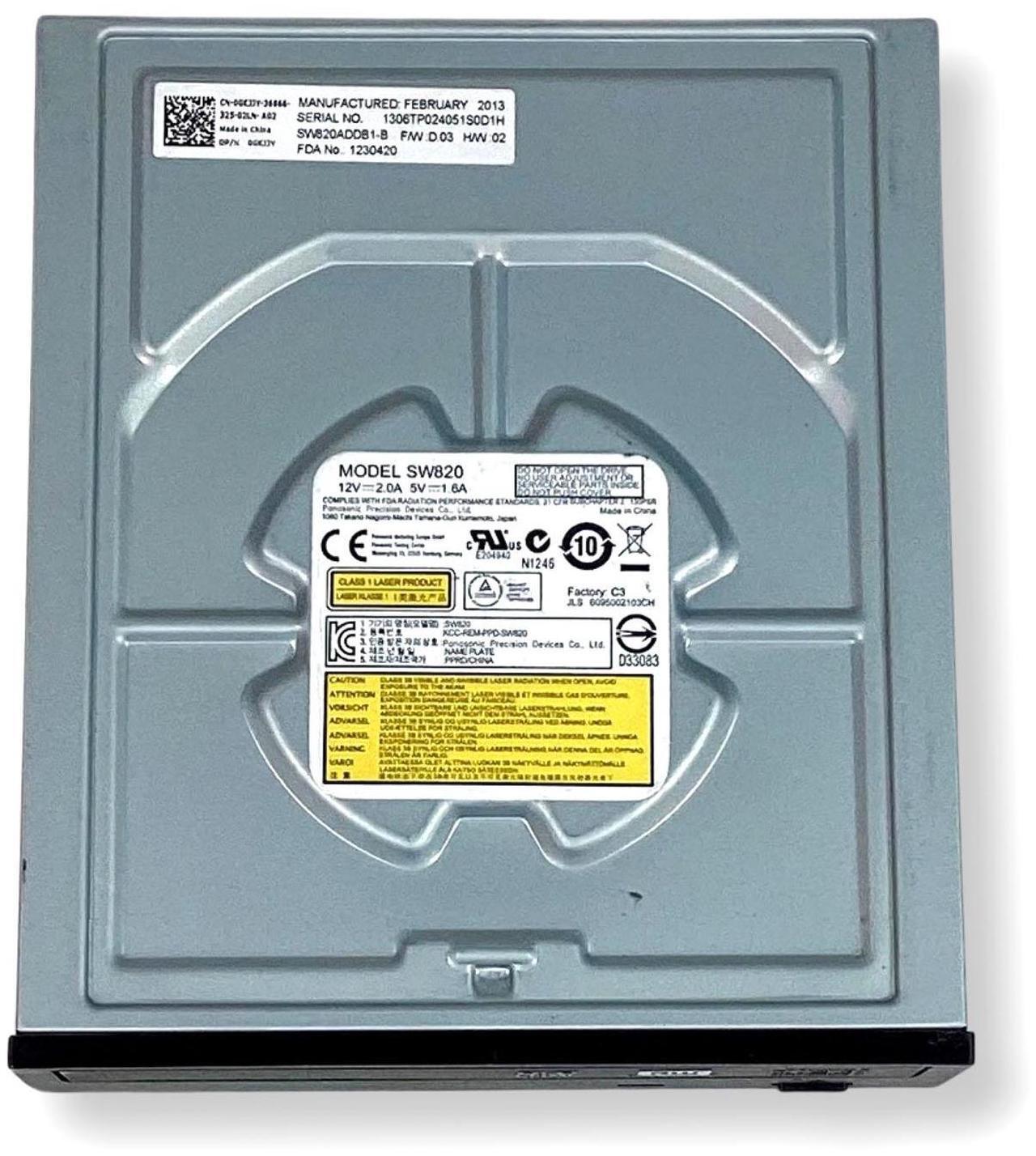 Alt view image 2 of 7 - Dell SW820 SATA DVD±RW Dual Layer Recorder Drive Black Bezel Half-Height GKJJY