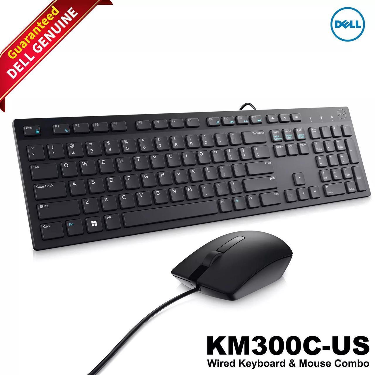 Main image of Dell KM300C Optical Wired Mouse Combo & Wired Keyboard USB Black US English Layout Durable for Home Use KB216+MS116