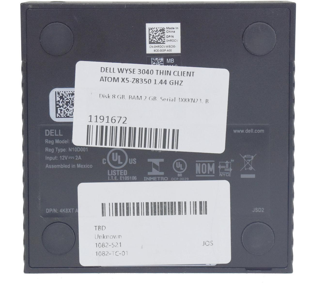Alt view image 7 of 7 - Dell Wyse 3040 N10D001 Thin Client Intel Atom x5-Z8350 Quad-Core 1.44GHz 2GB DDR3 RAM 8GB SSD 0895W8 895W8