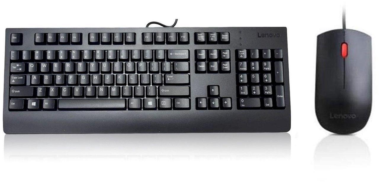 Alt view image 7 of 7 - Lenovo Essential Wired Keyboard and Mouse Combo 00XH688 + 00PH133 - USB, Full-Size, Spill-Resistant, Optical Mouse