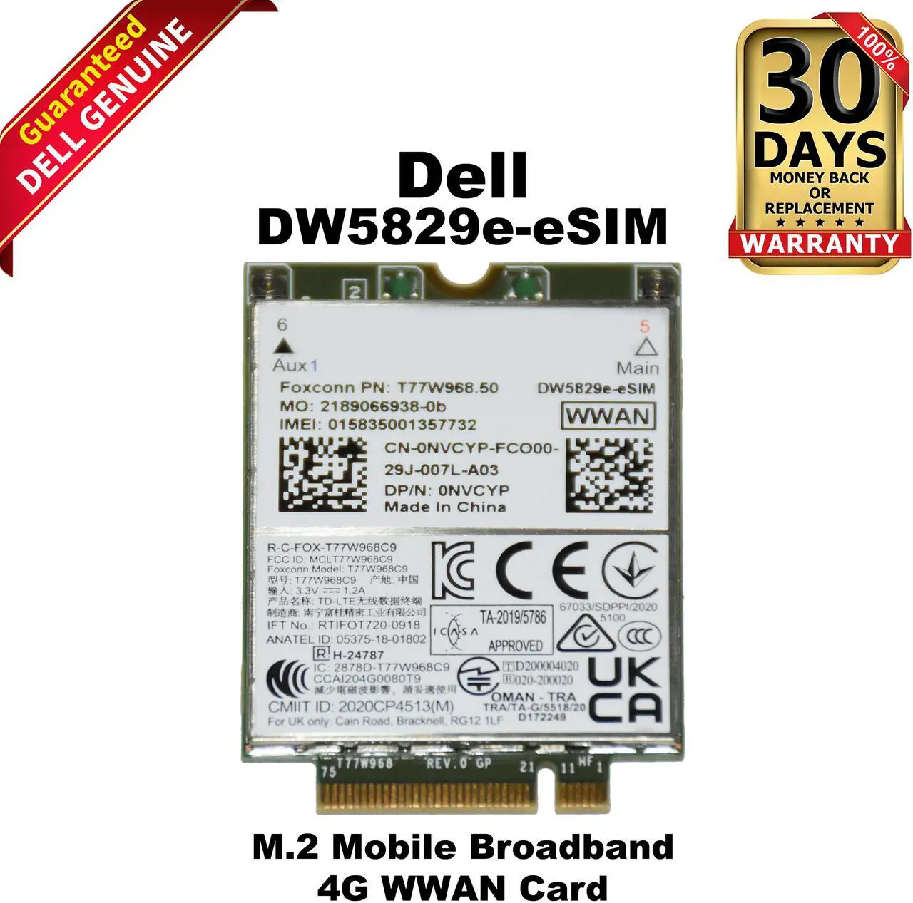 Main image of Dell DW5829e-eSIM M.2 Mobile Broadband 4G WWAN Card NVCYP