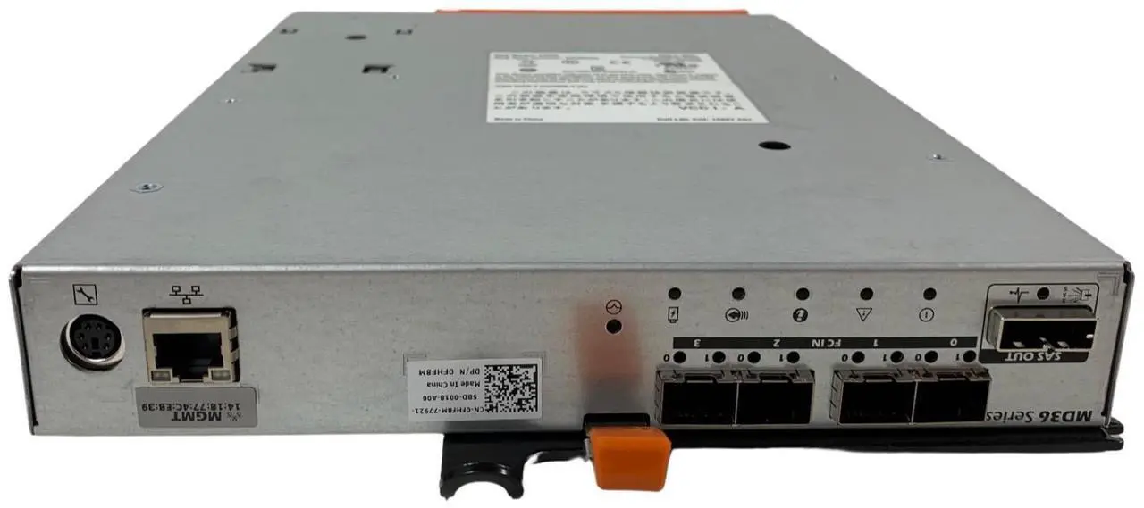 Alt view image 4 of 7 - Dell PowerVault MD3600f MD3620f 4GB Cache 8G SFP+ Fibre Channel Controller FHF8M