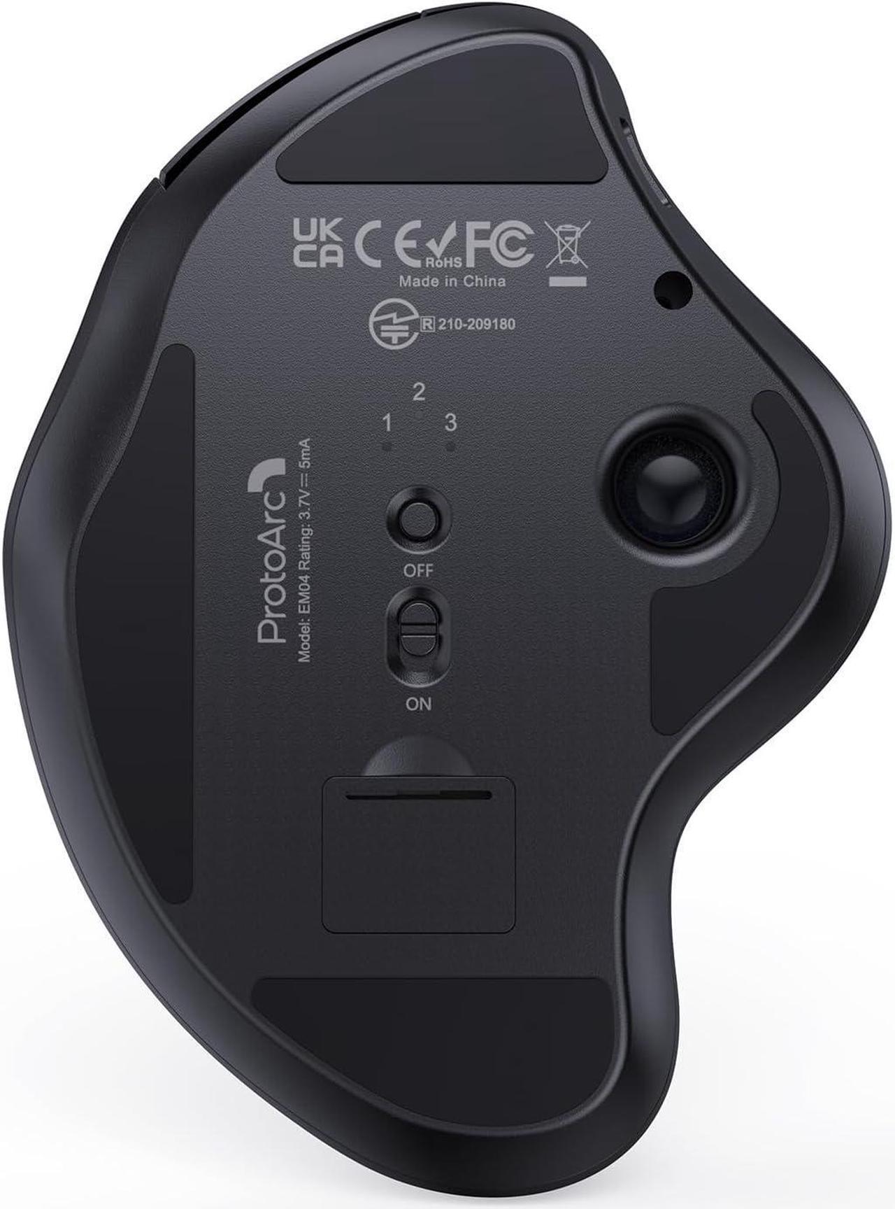 Alt view image 7 of 7 - ProtoArc Wireless Trackball Mouse, EM04 Ergonomic Bluetooth Rollerball Mouse Rechargeable Computer Laptop Mouse, Thumb Control & 3 Device Connection, Compatible with PC, iPad, Mac, Windows Purple
