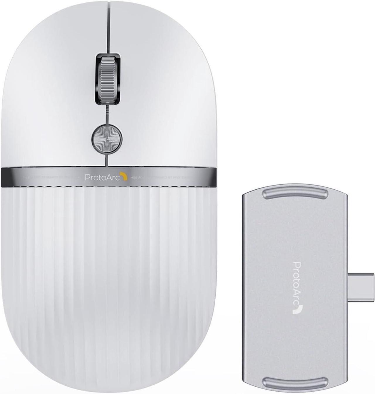 Main image of ProtoArc USB C Wireless Bluetooth Mouse, Multi-Device HubMouse with Type C Hub Portable Silent Rechargeable Computer Laptop Mouse for iPad, PC, Tablet, MacBook, Surface Pro-Silver