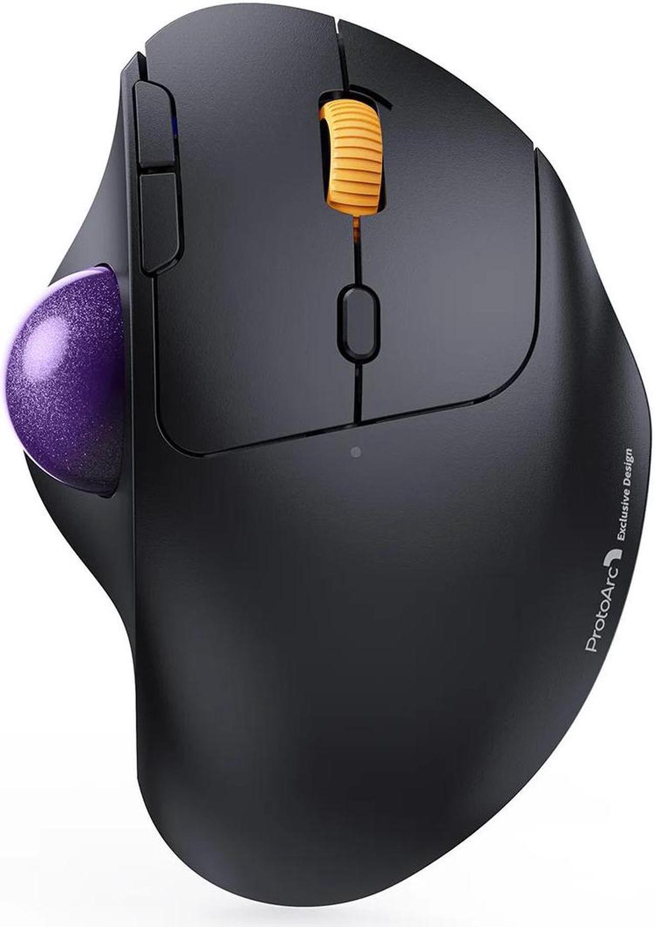 Main image of ProtoArc Wireless Trackball Mouse, EM04 Ergonomic Bluetooth Rollerball Mouse Rechargeable Computer Laptop Mouse, Thumb Control & 3 Device Connection, Compatible with PC, iPad, Mac, Windows Purple