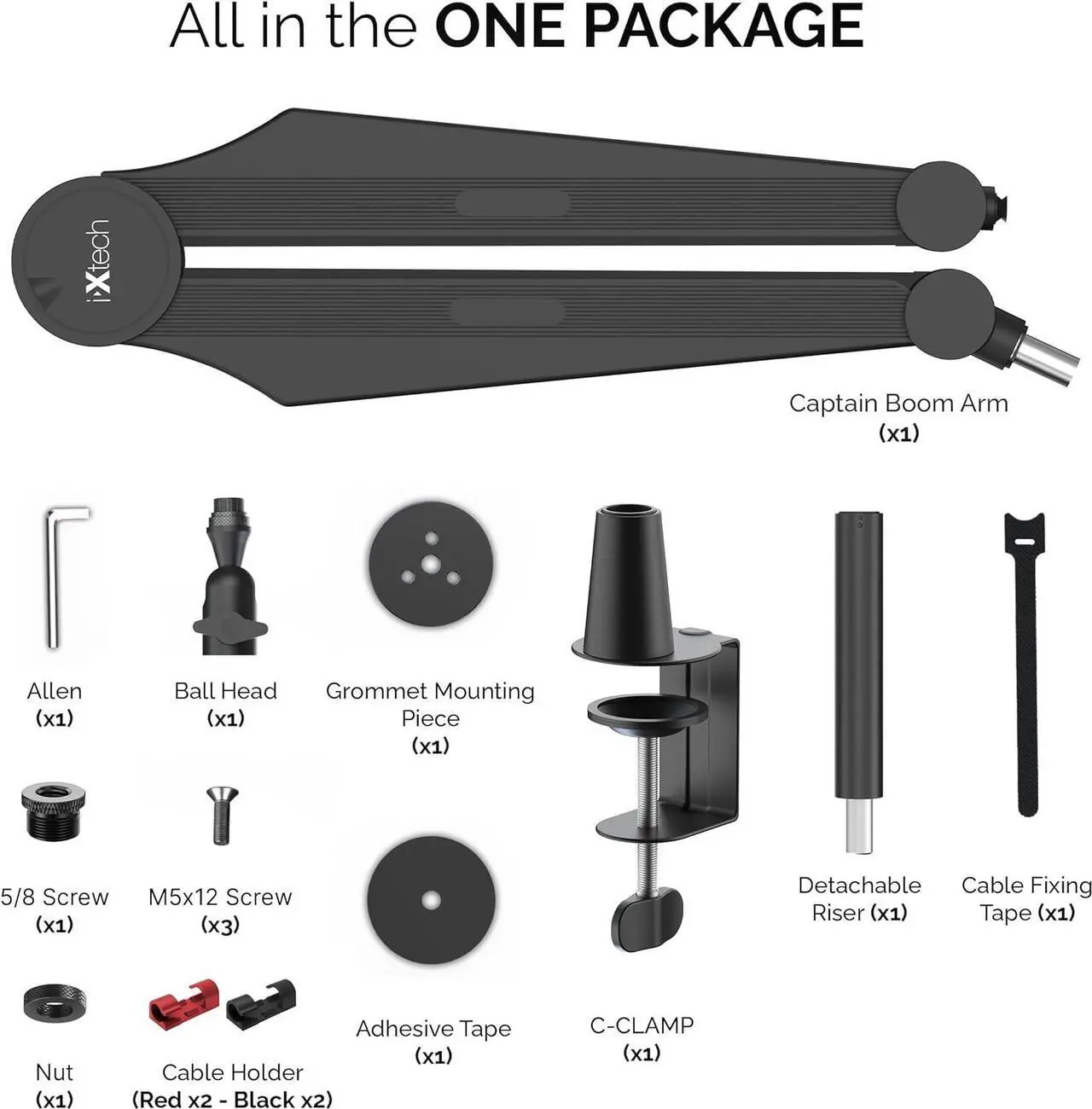 Alt view image 3 of 7 - IXTECH Microphone Boom Arm Mic Arm for Blue Yeti Shure Sm7b Hyperx QuadCast Rode At2020 and Fifine Mic Stand for Gaming Podcasting and Streaming CAPTAIN Model