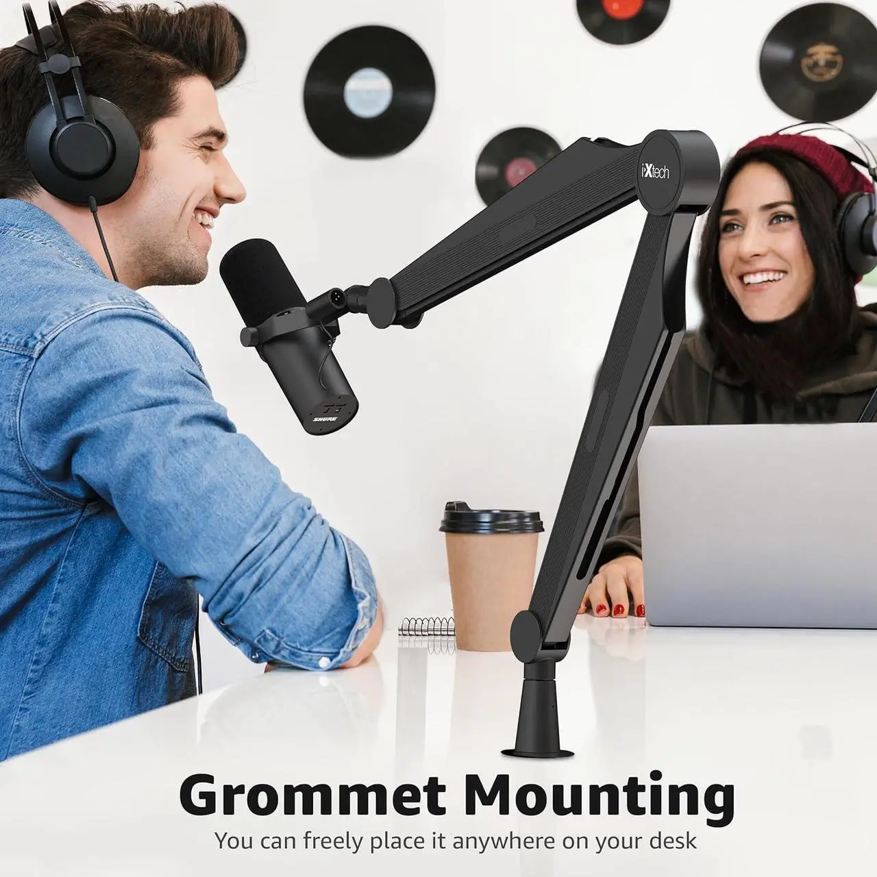 Alt view image 2 of 7 - IXTECH Microphone Boom Arm Mic Arm for Blue Yeti Shure Sm7b Hyperx QuadCast Rode At2020 and Fifine Mic Stand for Gaming Podcasting and Streaming CAPTAIN Model