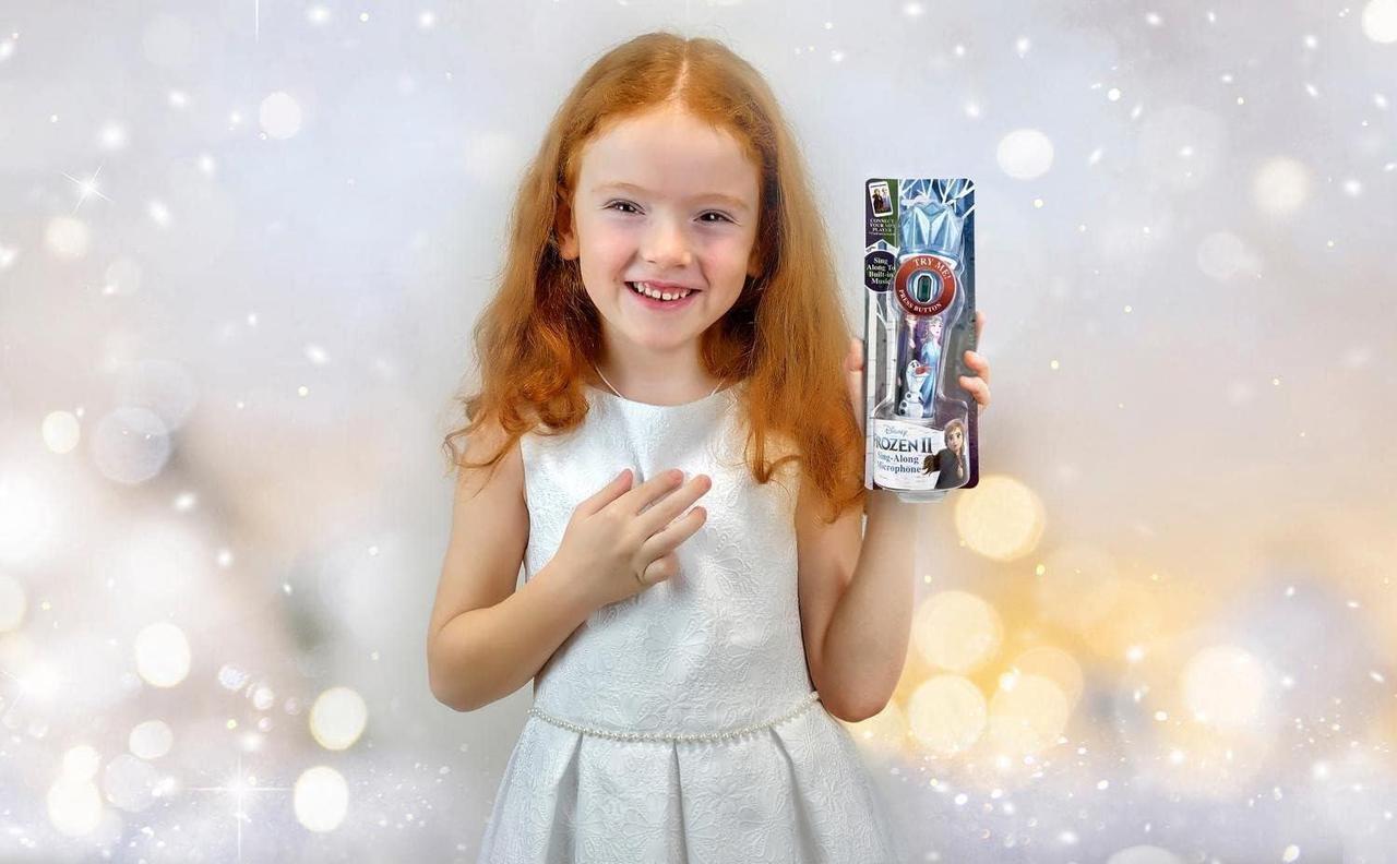 Alt view image 13 of 18 - Disney Frozen 2 Karaoke Sing Along Microphone For Kids, Built In Music, Flashing Lights, Pretend Mic, Toys For Kids Karaoke Machine, Blue