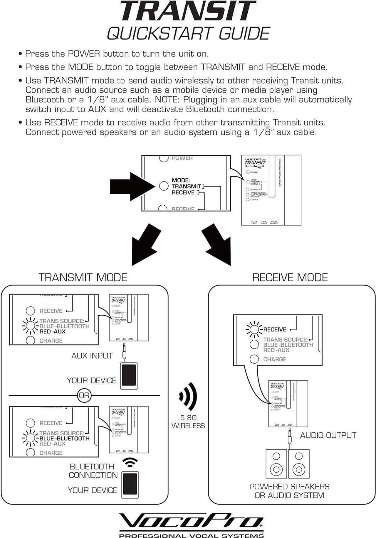 Alt view image 6 of 10 - VocoPro TRANSIT Rechargeable Bluetooth Wireless Transceivers for Active PA