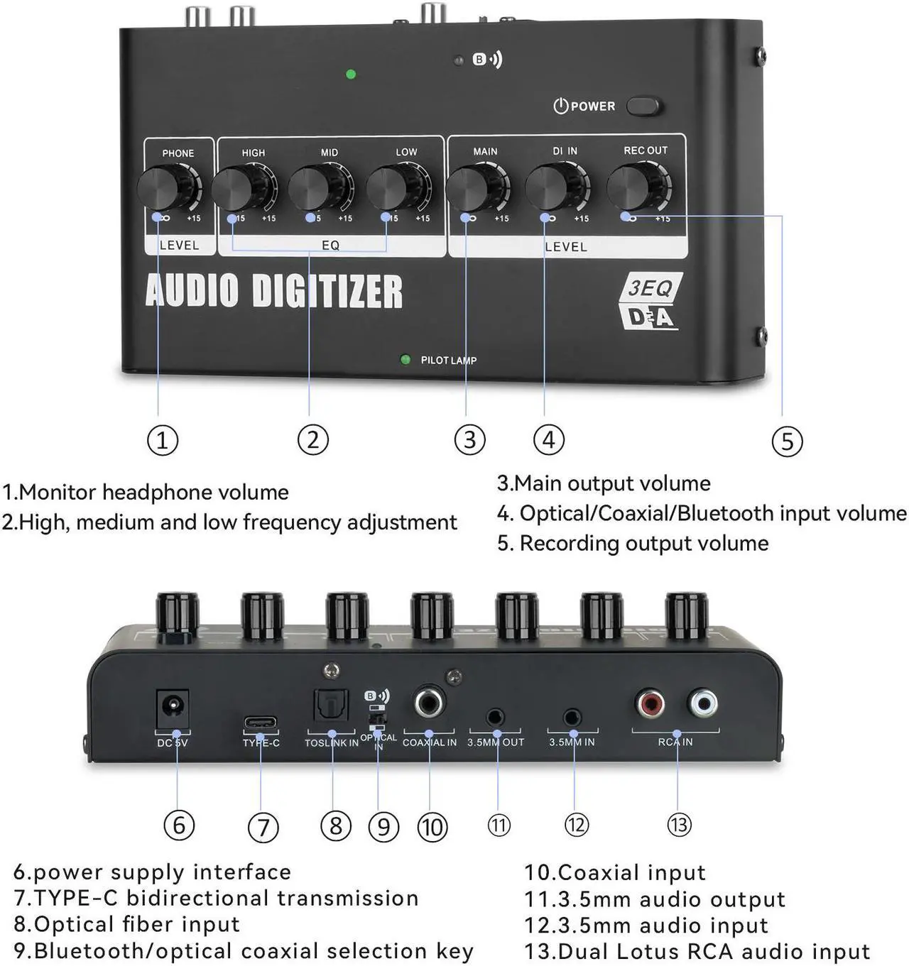 Alt view image 6 of 7 - COKYISS Digital to Analog Converter, Home Optical Audio to RCA, Suitable for Connecting to Power Amplifier, Mobile Phone and Computer