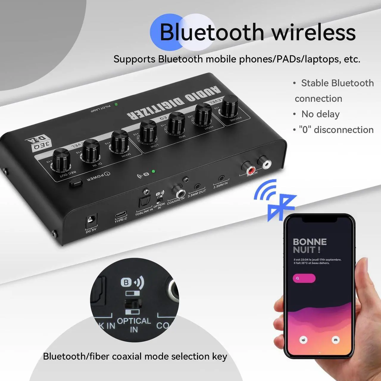 Alt view image 5 of 7 - COKYISS Digital to Analog Converter, Home Optical Audio to RCA, Suitable for Connecting to Power Amplifier, Mobile Phone and Computer
