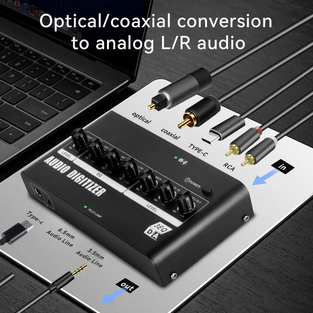 Alt view image 2 of 7 - COKYISS Digital to Analog Converter, Home Optical Audio to RCA, Suitable for Connecting to Power Amplifier, Mobile Phone and Computer