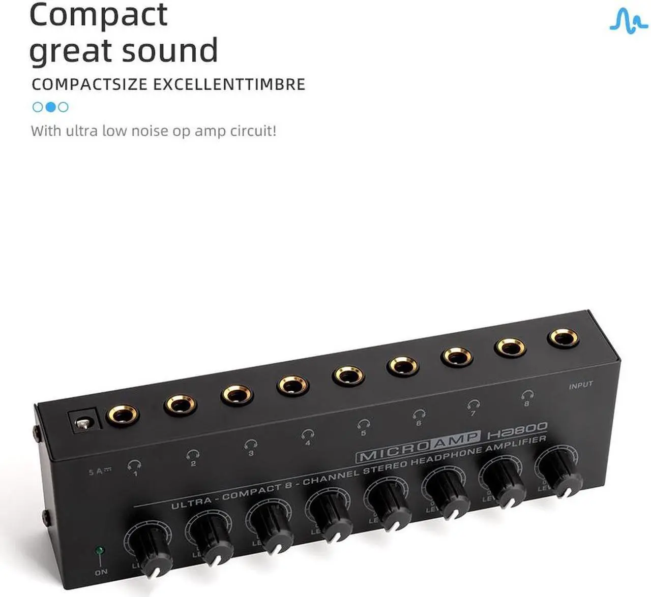 Alt view image 4 of 7 - COKYISS MICROAMP Ultra-Compact Headphone Amplifier 8-Channel Stereo Headphone Splitter HA800