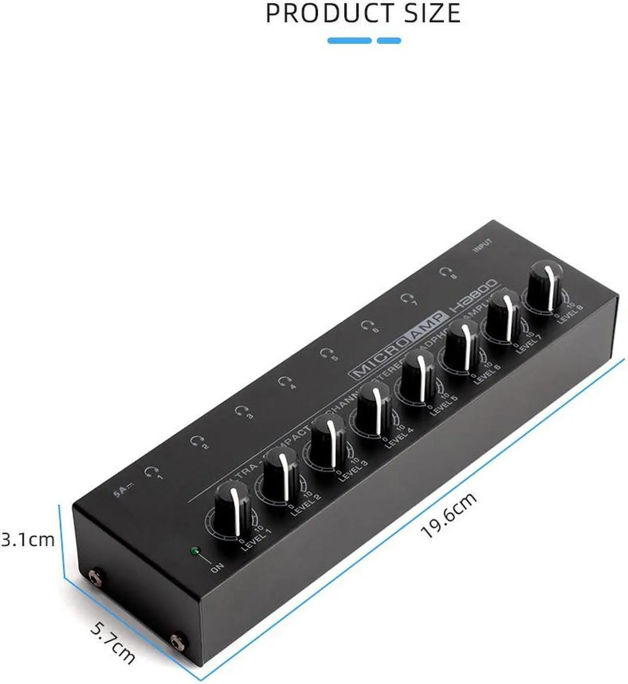 Alt view image 2 of 7 - COKYISS MICROAMP Ultra-Compact Headphone Amplifier 8-Channel Stereo Headphone Splitter HA800