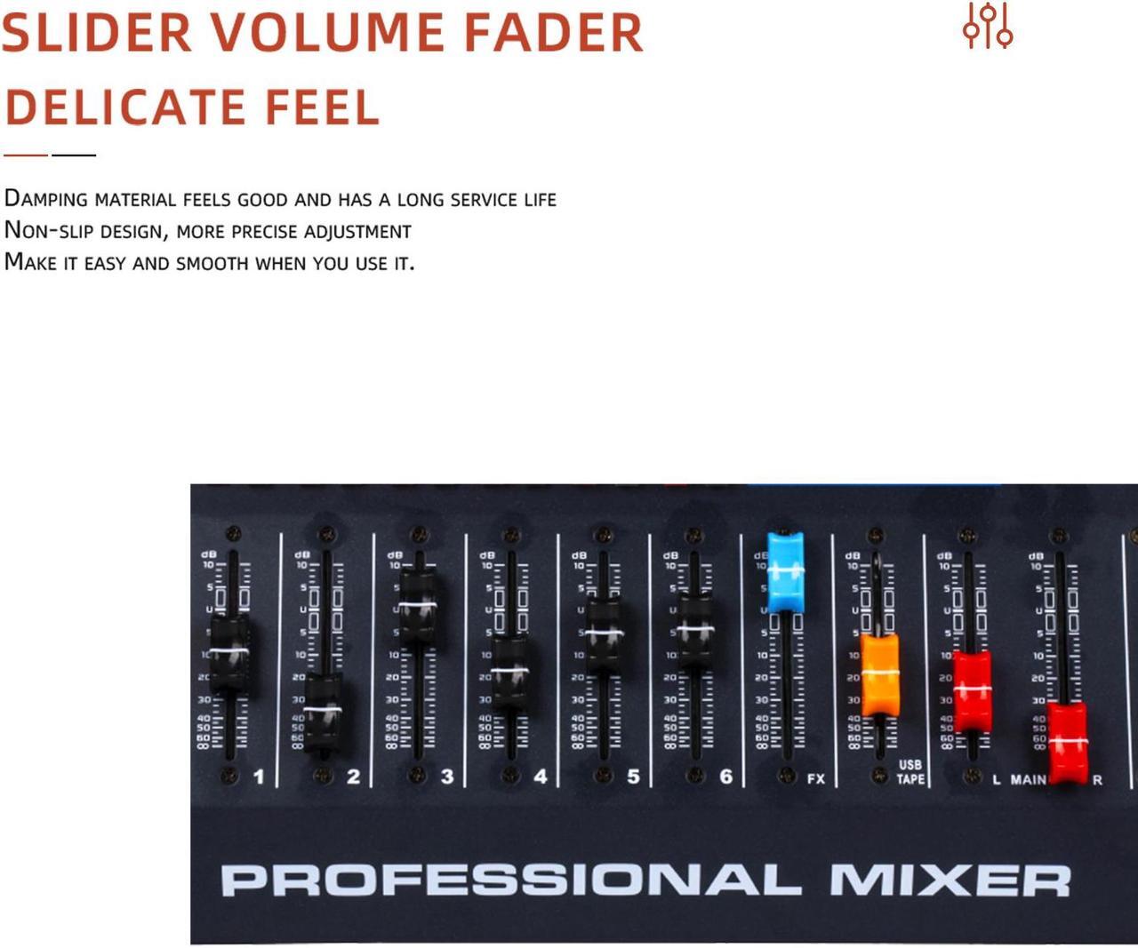 Alt view image 7 of 7 - COKYISS Professional 6-Way Mixer, Built-in Bluetooth with 99DPS Reverberation Effect, USB Playback Stage Performance, Integrated Mixer with Amplifier