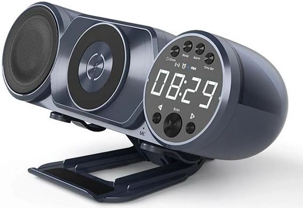 Main image of Wireless Bluetooth Portable Speaker with 10W Wireless Charger,Clock,Speakerphone,FM Radio,RGB Light