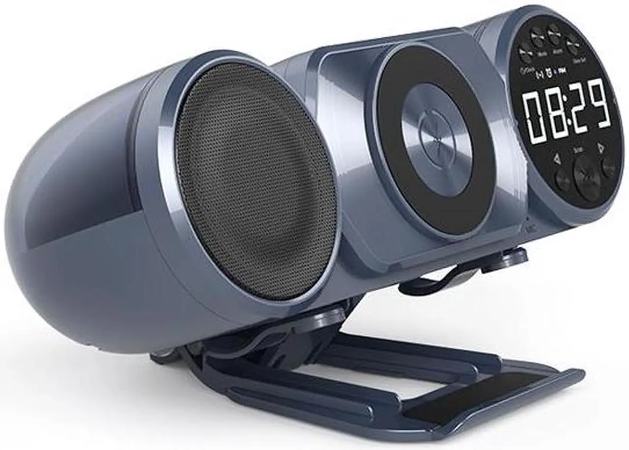 Alt view image 2 of 4 - Wireless Bluetooth Portable Speaker with 10W Wireless Charger,Clock,Speakerphone,FM Radio,RGB Light