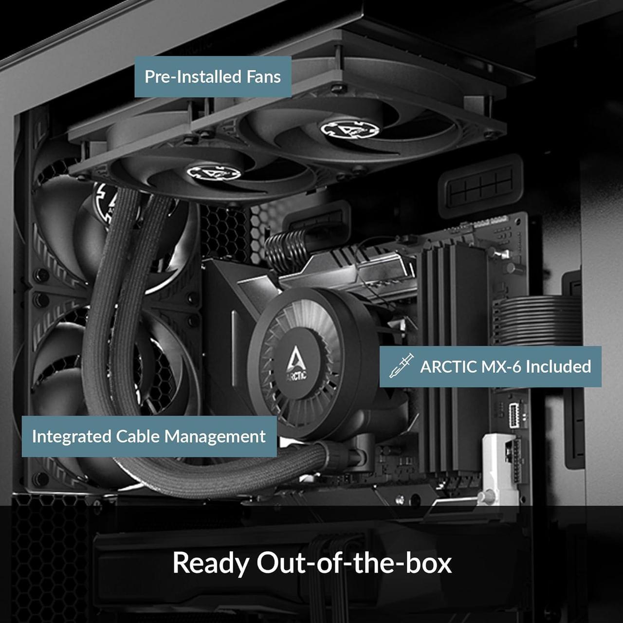 Alt view image 2 of 7 - ARCTIC Liquid Freezer III 280 - Water Cooling PC, All-in-One CPU AIO Water Cooler, efficient PWM-Controlled Pump, Fan: 200-1700 RPM, LGA1851 and LGA1700 Contact Frame - Black