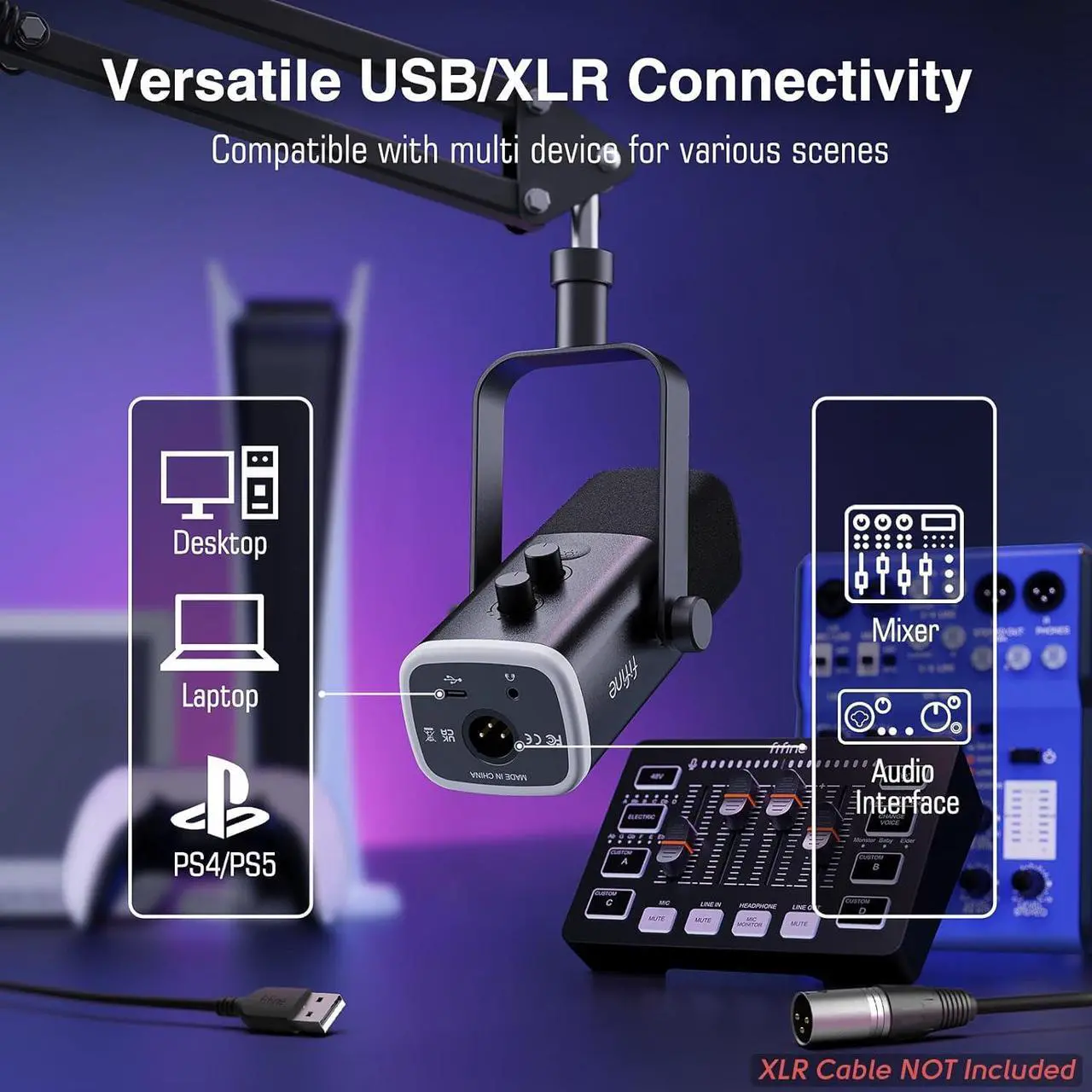 FIFINE Dynamic XLR Gaming Microphone And XLR Cable Martinique