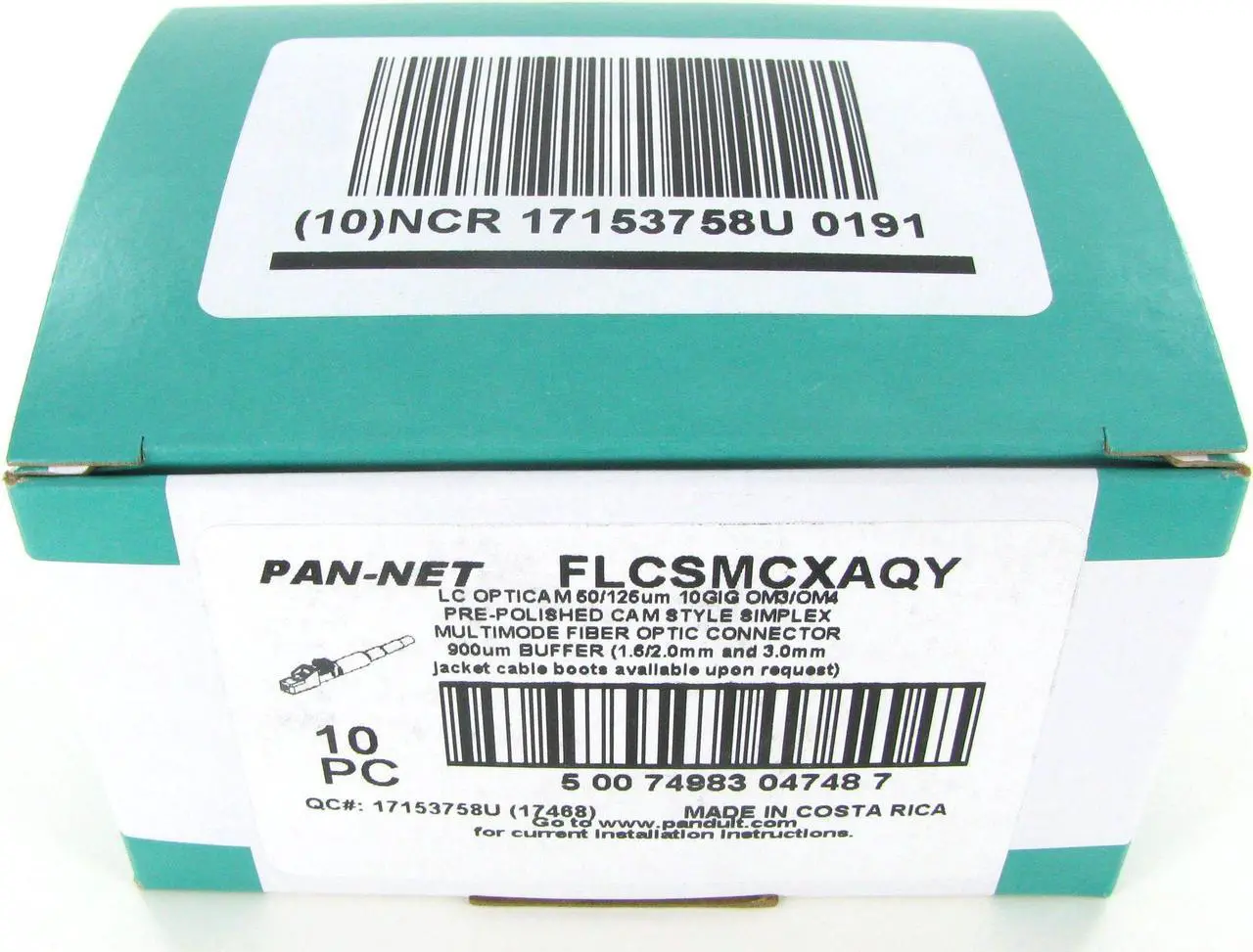 Main image of Panduit FLCSMCXAQY Opticam LC Simplex Fiber Optic Connector, OM3/OM4/OM5, Multimode 50um, Box of 10