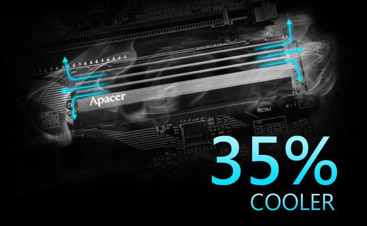 Alt view image 4 of 7 - Apacer AS2280Q4U M.2 PCIe Gen4 x4 Internal 1TB SSD - Free Heatsink, PS5 Compatibility (Single)
