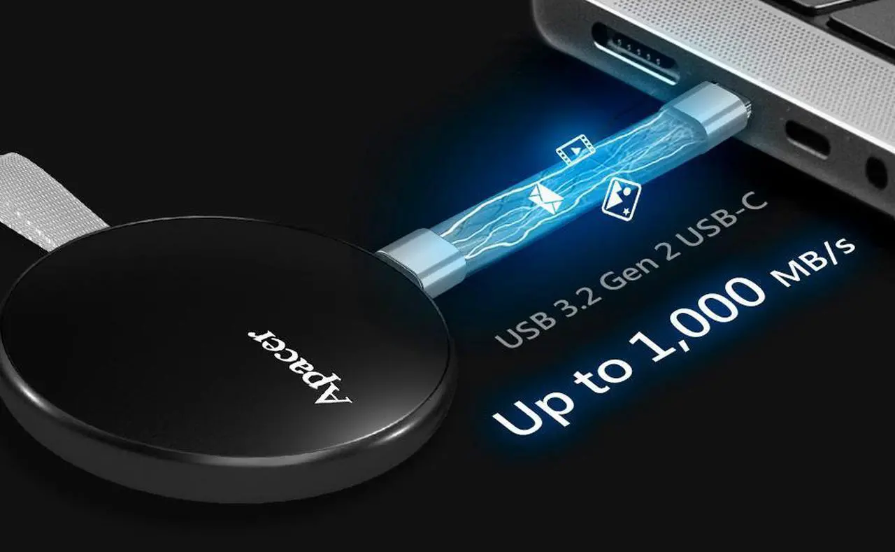 Alt view image 7 of 7 - Apacer Portable 1TB External Type-C USB 3.2 Gen 2 SSD/Storage. Magsafe compatible and up to 10Gbps for iPhone 15 and newer, PC, laptops, gaming, students, and professionals.