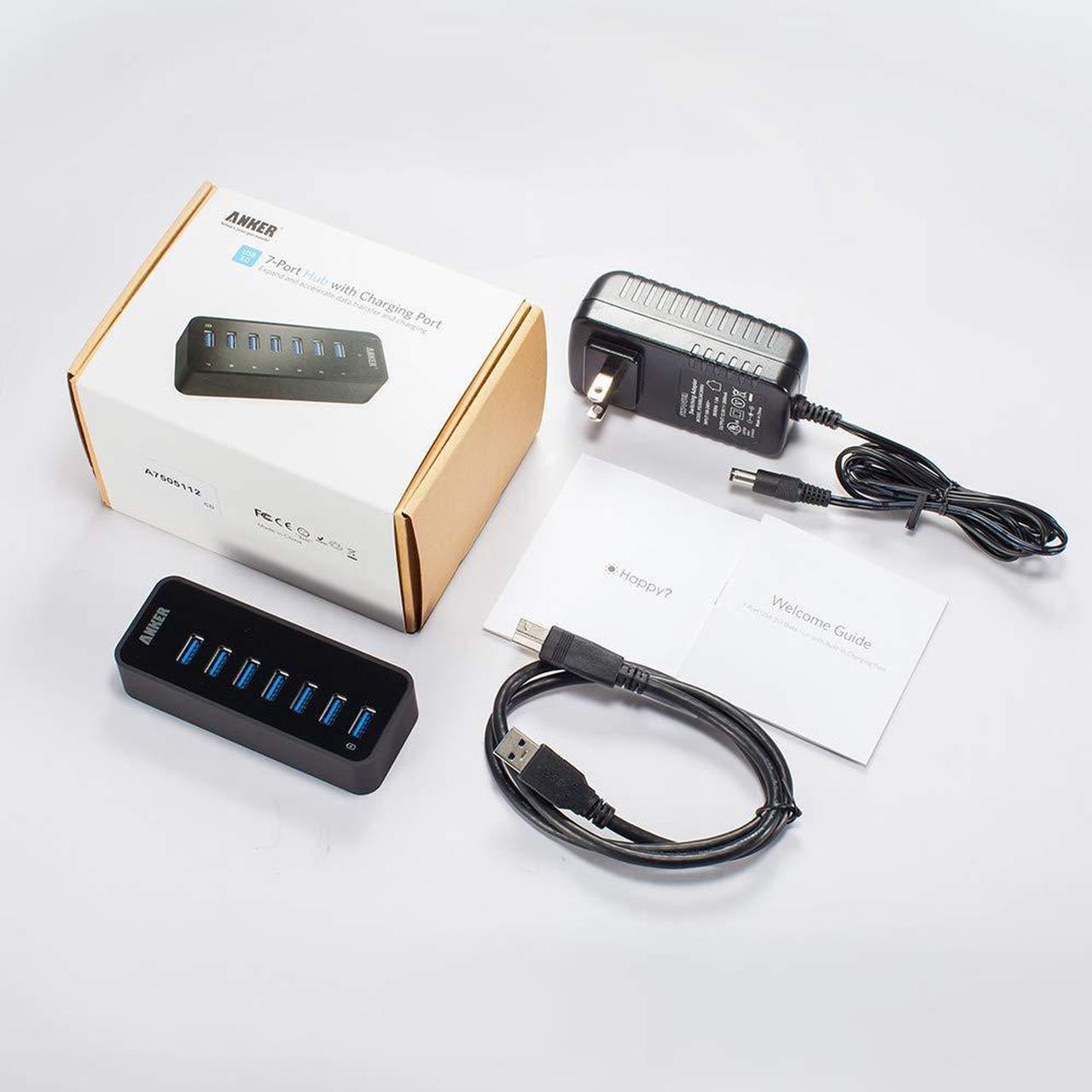 Alt view image 8 of 13 - Anker 7-Port USB 3.0 Data Hub with 36W Power Adapter and BC 1.2 Charging Port for iPhone 7/6s Plus, iPad Air 2, Galaxy S Series, Note Series, Mac, PC, USB Flash Drives and More
