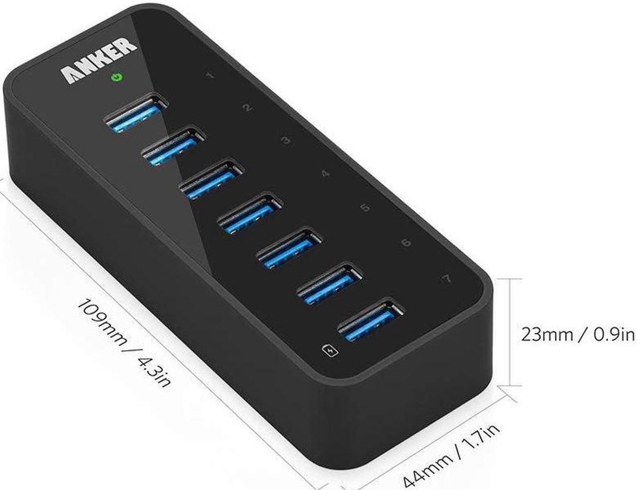 Alt view image 10 of 13 - Anker 7-Port USB 3.0 Data Hub with 36W Power Adapter and BC 1.2 Charging Port for iPhone 7/6s Plus, iPad Air 2, Galaxy S Series, Note Series, Mac, PC, USB Flash Drives and More