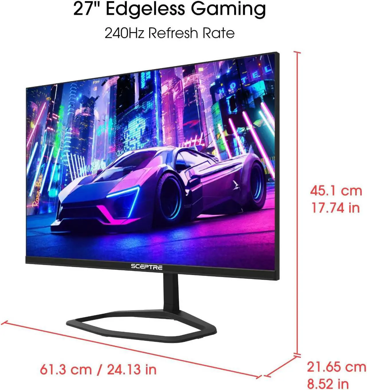 Alt view image 7 of 7 - Sceptre 27 inch 240Hz 1080p Gaming Monitor AMD FreeSync Premium HDMI DisplayPort, Height Adjustable Build-in Speakers Gunmetal Black 2021 (E275B-FWD240)