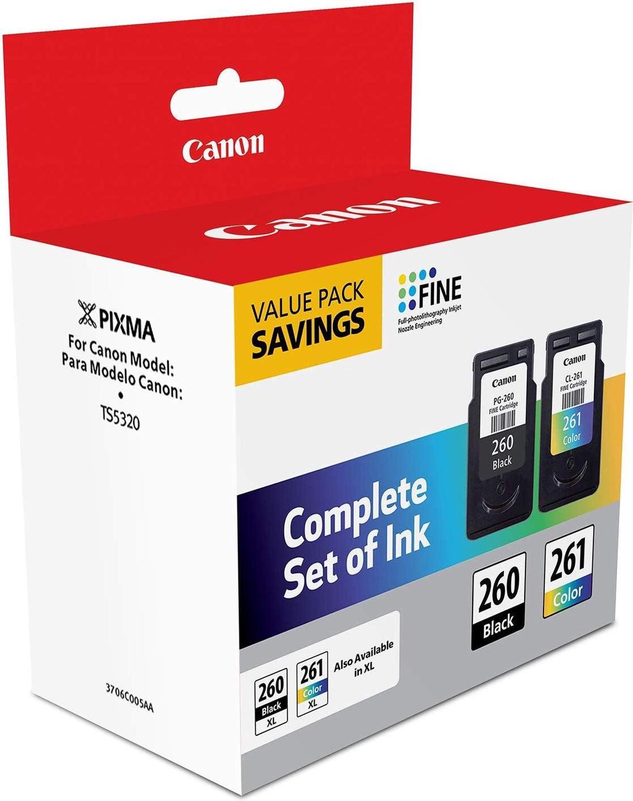 Alt view image 17 of 18 - Canon PG-260 Black & CL-261 Color Ink Cartridge Value Pack for PIXMA TS5320