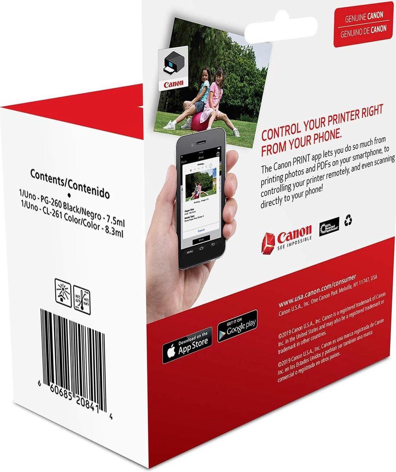 Alt view image 16 of 18 - Canon PG-260 Black & CL-261 Color Ink Cartridge Value Pack for PIXMA TS5320