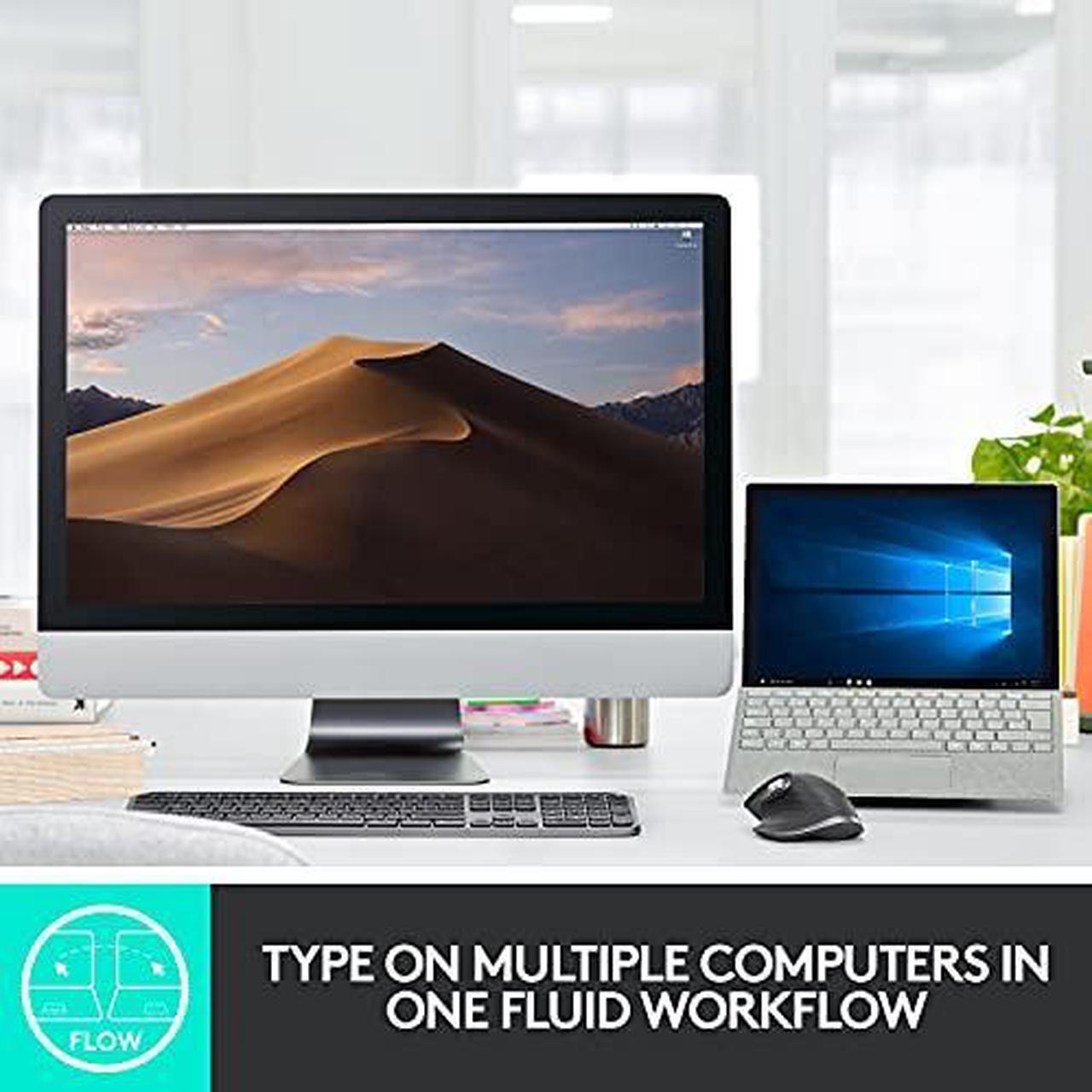 Alt view image 8 of 9 - Logitech MX Keys Advanced Wireless Illuminated Keyboard, Tactile Responsive Typing, Backlighting, Bluetooth, USB-C, Apple macOS, Microsoft Windows, Linux, iOS, Android, Metal Build - Graphite