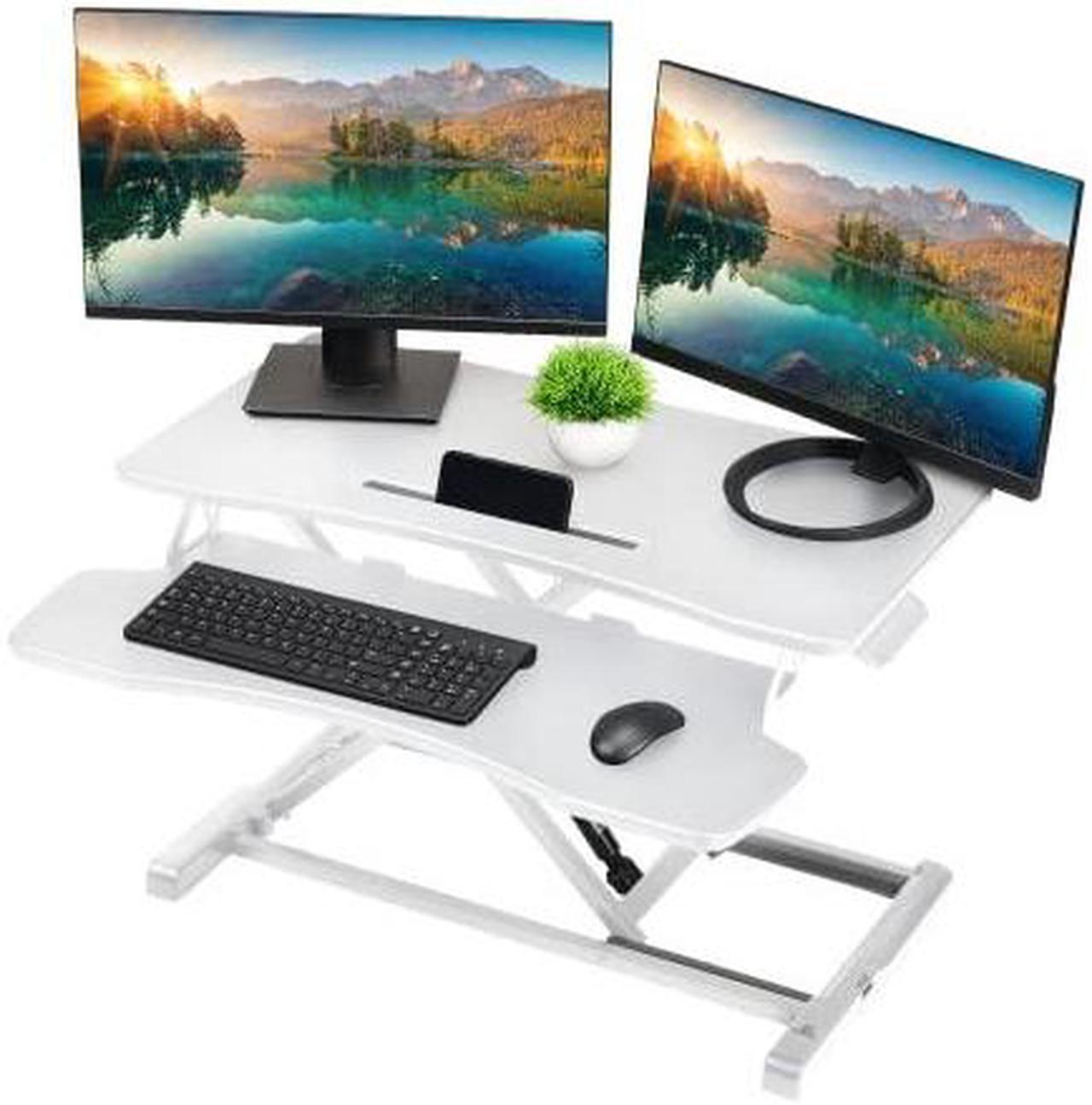 Main image of Standing Desk Converter Computer Table: Stand Up Desk Riser - Sit Stand Desk - 37" Wide Dual Monitor Desktop for Standing Desks - Height Adjustable Desk Workstation Converts to a Standup Desk - White