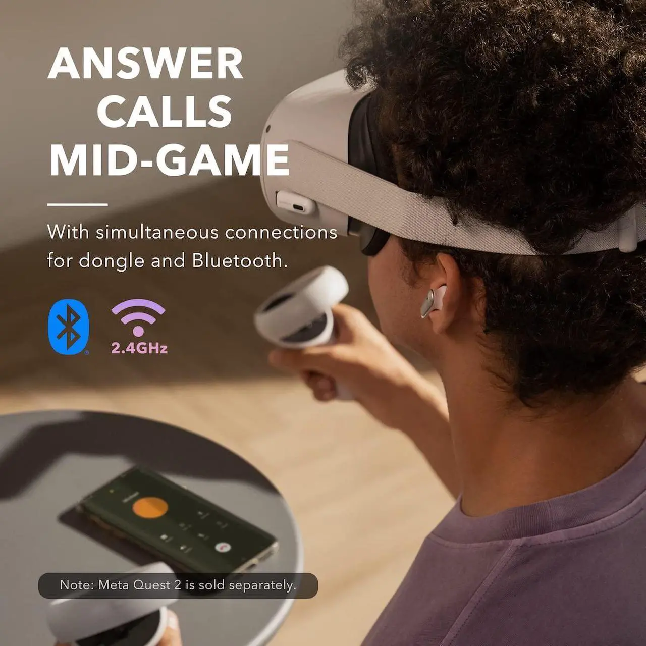 Alt view image 12 of 15 - soundcore VR P10 Wireless Gaming Earbuds, Authorized Meta/Oculus Quest 2 Accessories, <30ms Low Latency, Dual Connection, Bluetooth, 2.4GHz Wireless, USB-C Dongle, PS4, PS5, PC, Switch Compatible