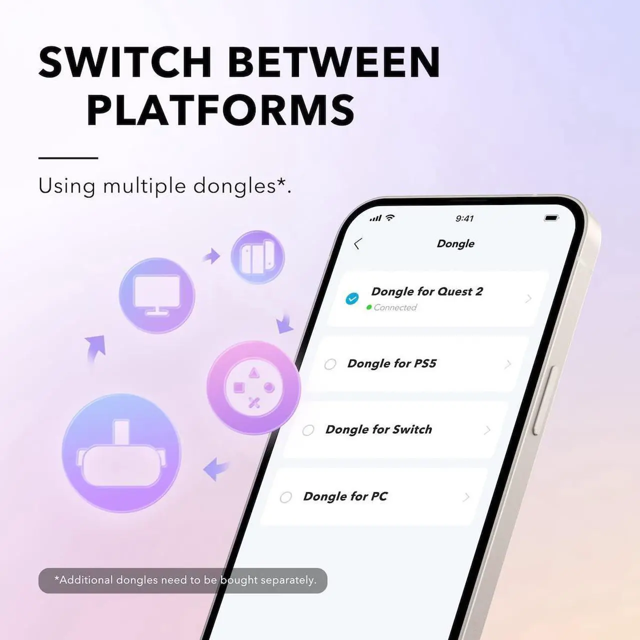 Alt view image 9 of 15 - soundcore VR P10 Wireless Gaming Earbuds, Authorized Meta/Oculus Quest 2 Accessories, <30ms Low Latency, Dual Connection, Bluetooth, 2.4GHz Wireless, USB-C Dongle, PS4, PS5, PC, Switch Compatible