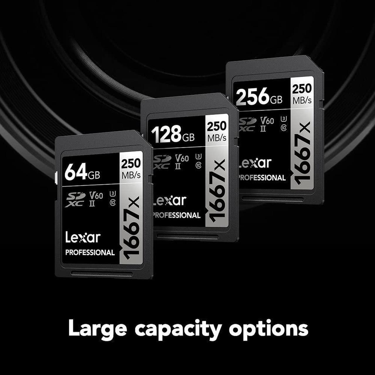 Alt view image 9 of 14 - Lexar SILVER Series Professional 1667x 128GB UHS-II SDXC Memory Card, 2-Pack