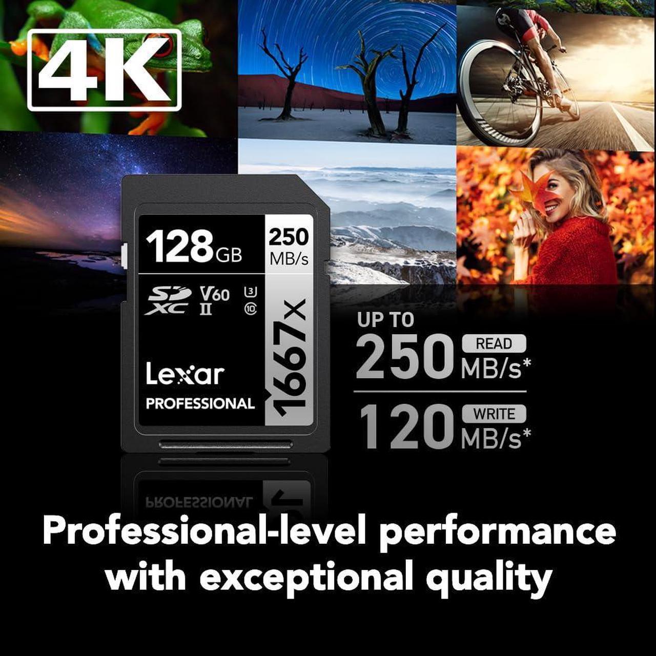 Alt view image 14 of 14 - Lexar SILVER Series Professional 1667x 128GB UHS-II SDXC Memory Card, 2-Pack