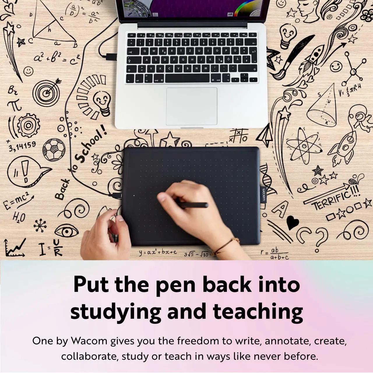 Alt view image 13 of 13 - One by Wacom Student Drawing Tablet for Windows PC, Mac and Certified Works with Chromebook, Medium (CTL672K1A)
