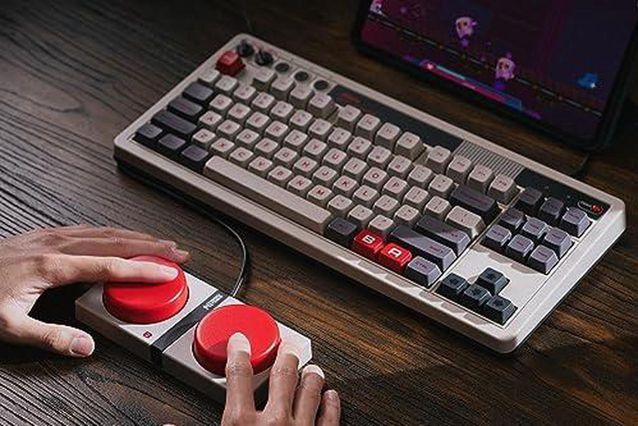 Alt view image 9 of 9 - 8bitdo retro mechanical keyboard, bluetooth/2.4g/usb-c hot swappable gaming keyboard with 87 keys, dual super programmable buttons for windows and android - n edition