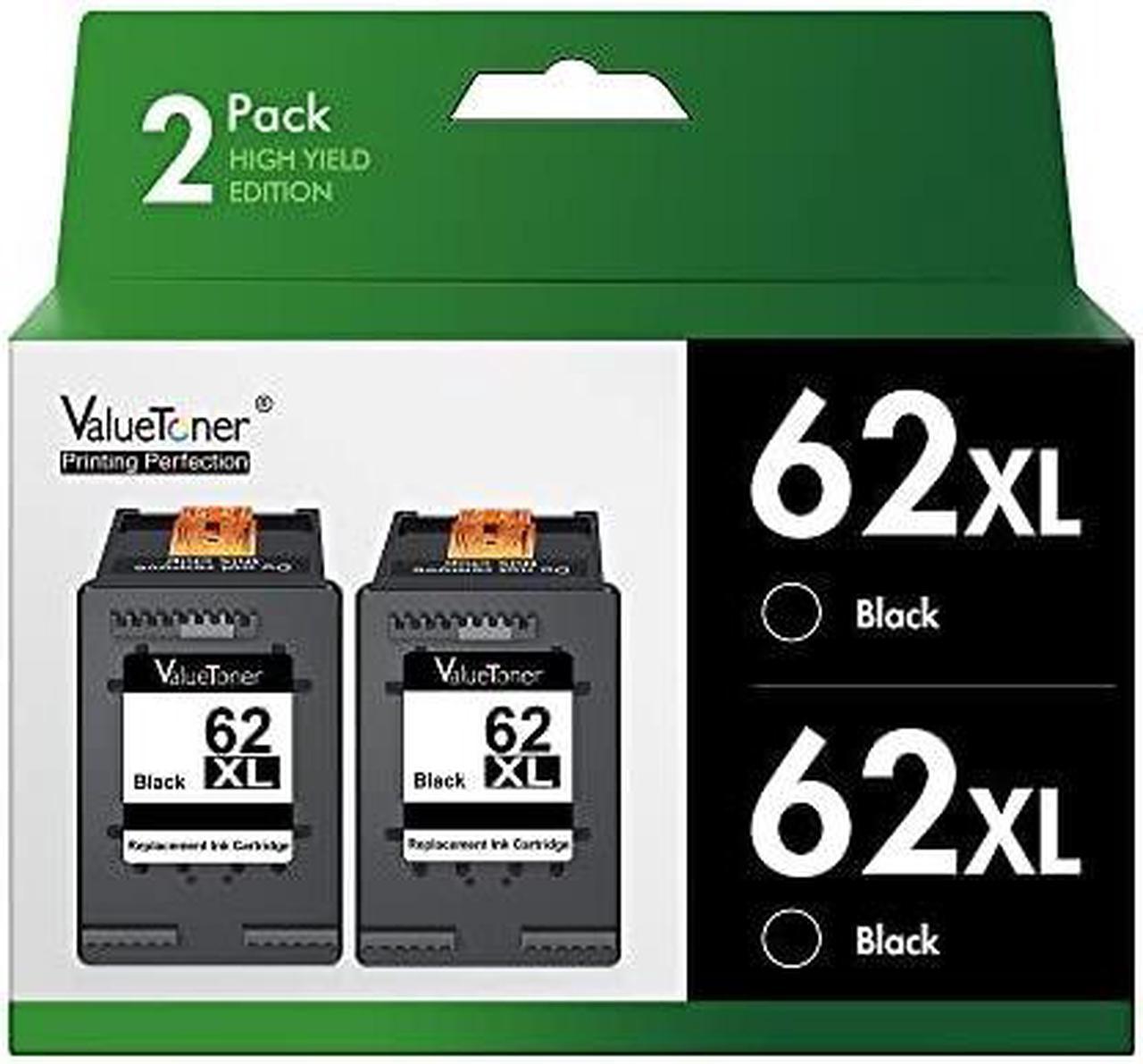 Valuetoner Remanufactured Ink cartridge Replacement for HP 62XL 62 XL to use with Envy 5540 5640 5660 7644 7645 OfficeJet 5740 8040 OfficeJet 200 250 Series Printer (2 Black)