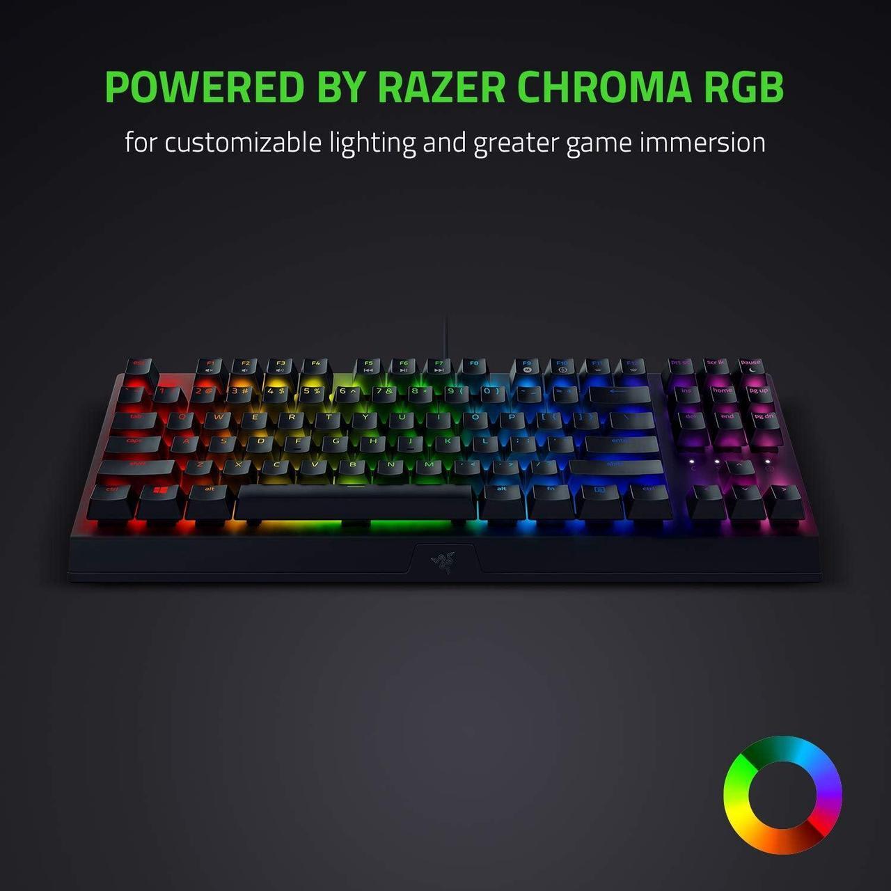 Alt view image 12 of 13 - Razer BlackWidow V3 Tenkeyless TKL Mechanical Gaming Keyboard: Yellow Mechanical Switches - Linear & Silent - Chroma RGB Lighting - Compact Form Factor - Programmable Macros - USB Passthrough