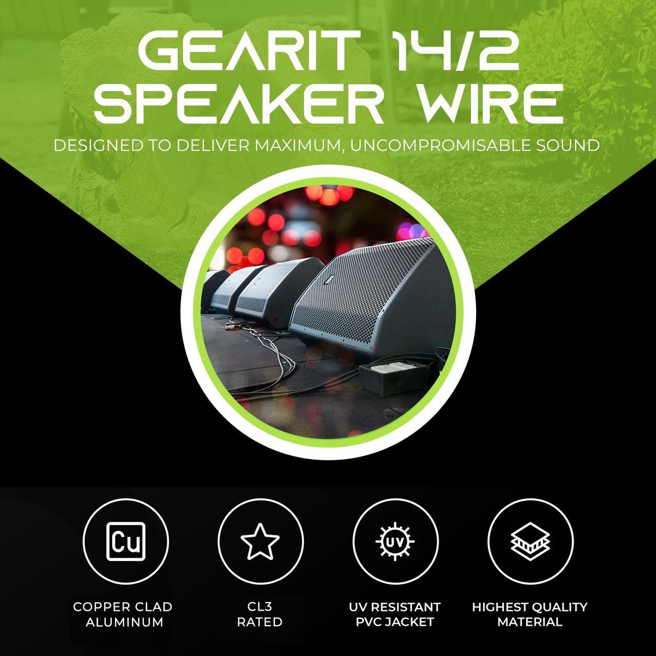 Alt view image 13 of 14 - GearIT 14 Gauge Outdoor Speaker Wire (100 Feet), Copper Clad Aluminum (CCA) for CL3 Direct Burial, Waterproof Jacket, Conduit, Underground, 100 Ft
