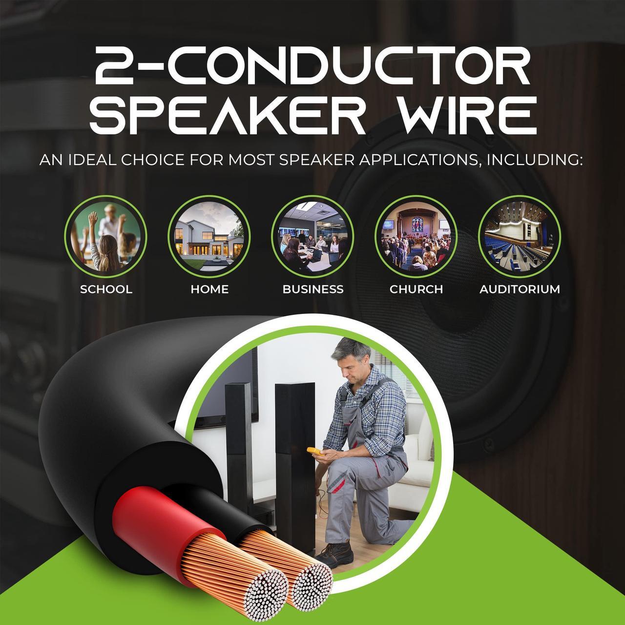 Alt view image 12 of 14 - GearIT 14 Gauge Outdoor Speaker Wire (100 Feet), Copper Clad Aluminum (CCA) for CL3 Direct Burial, Waterproof Jacket, Conduit, Underground, 100 Ft