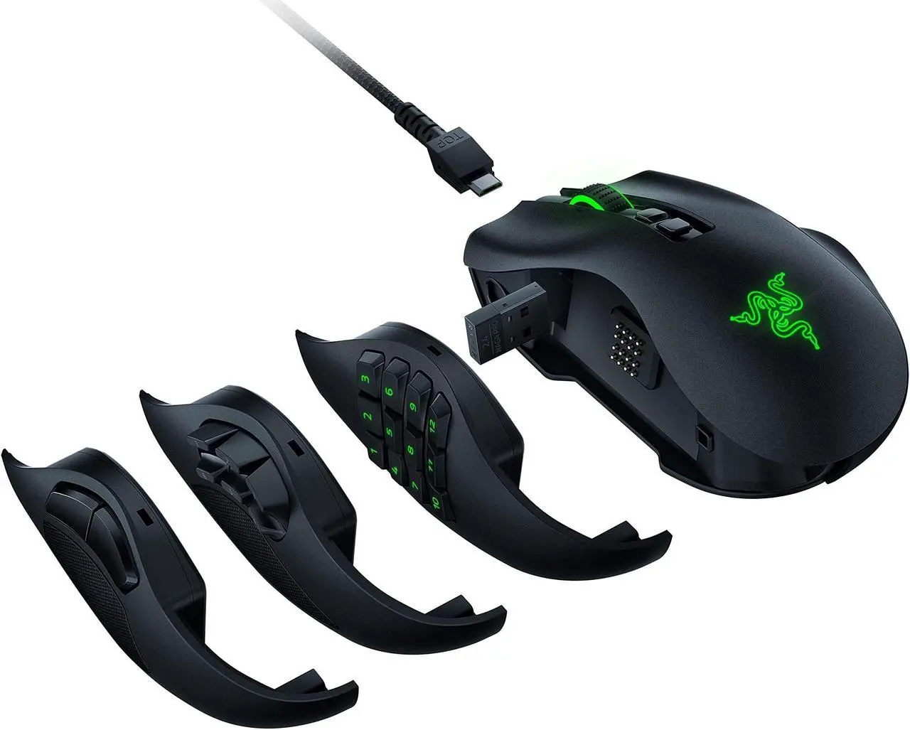 Alt view image 12 of 17 - Razer Naga Pro Wireless Gaming Mouse: Interchangeable Side Plate w/ 2, 6, 12 Button Configurations - Focus+ 20K DPI Optical Sensor - Fastest Gaming Mouse Switch - Chroma RGB Lighting